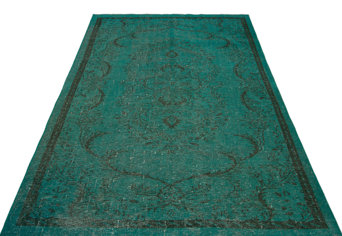 Turquoise  Over Dyed Vintage Rug 5&#39;3&#39;&#39; x 8&#39;7&#39;&#39; ft 160 x 262 cm