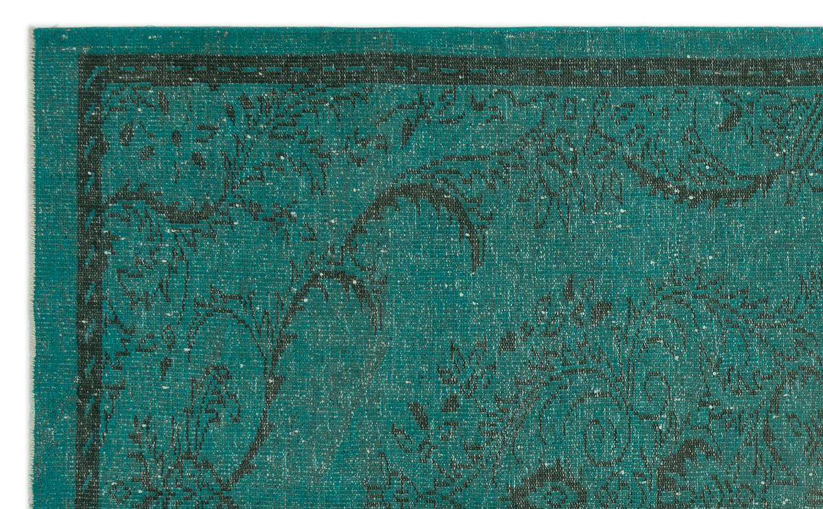 Turquoise  Over Dyed Vintage Rug 5&#39;3&#39;&#39; x 8&#39;7&#39;&#39; ft 160 x 262 cm