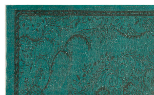 Turquoise  Over Dyed Vintage Rug 5'3'' x 8'7'' ft 160 x 262 cm