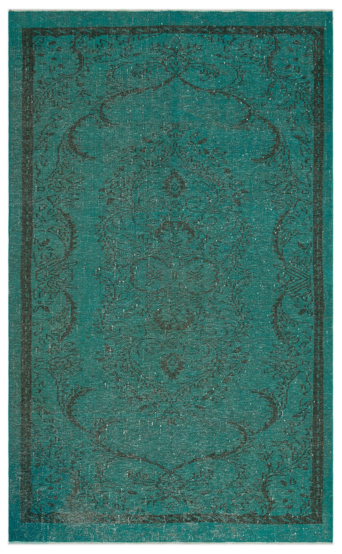 Turquoise  Over Dyed Vintage Rug 5&#39;3&#39;&#39; x 8&#39;7&#39;&#39; ft 160 x 262 cm