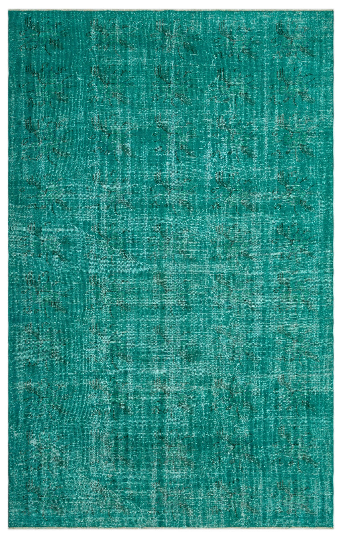 Turquoise  Over Dyed Vintage Rug 6&#39;1&#39;&#39; x 9&#39;7&#39;&#39; ft 186 x 291 cm