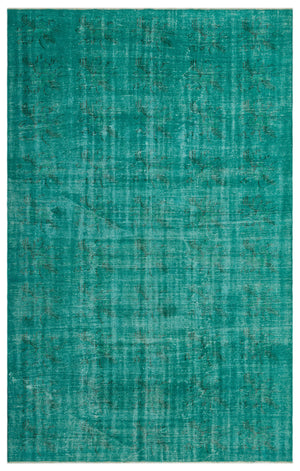 Turquoise  Over Dyed Vintage Rug 6'1'' x 9'7'' ft 186 x 291 cm