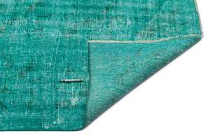 Turquoise  Over Dyed Vintage Rug 6'1'' x 9'7'' ft 186 x 291 cm
