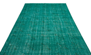 Turquoise  Over Dyed Vintage Rug 6'1'' x 9'7'' ft 186 x 291 cm