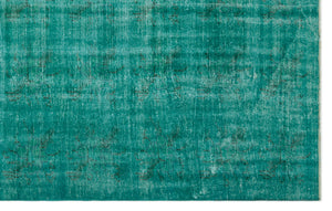 Turquoise  Over Dyed Vintage Rug 6'1'' x 9'7'' ft 186 x 291 cm