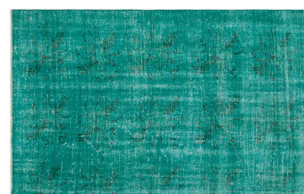 Turquoise  Over Dyed Vintage Rug 6'1'' x 9'7'' ft 186 x 291 cm