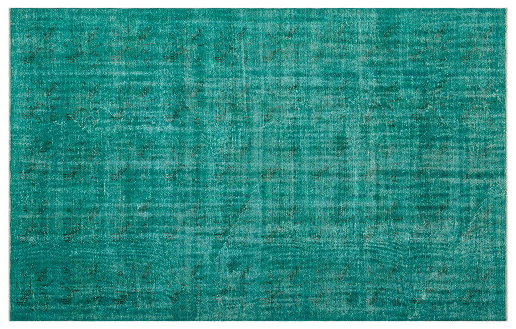 Turquoise  Over Dyed Vintage Rug 6'1'' x 9'7'' ft 186 x 291 cm