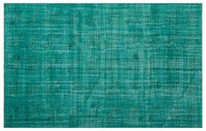 Turquoise  Over Dyed Vintage Rug 6'1'' x 9'7'' ft 186 x 291 cm