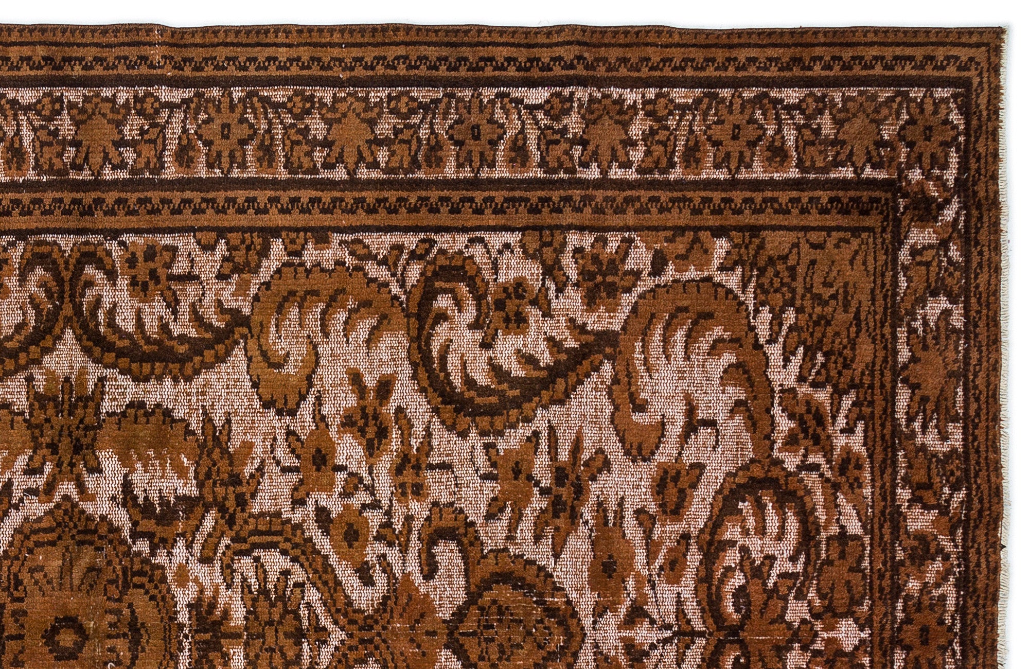Brown Over Dyed Carved Rug 5'7'' x 8'4'' ft 170 x 254 cm