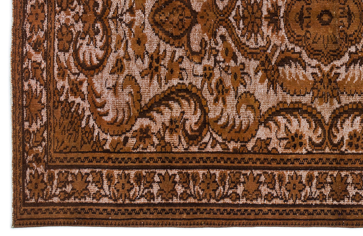 Brown Over Dyed Carved Rug 5&#39;7&#39;&#39; x 8&#39;4&#39;&#39; ft 170 x 254 cm