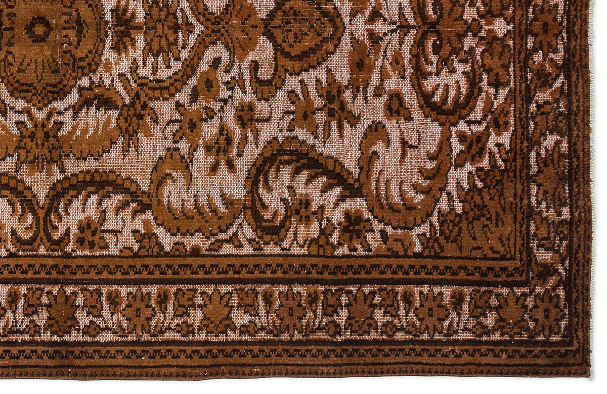 Brown Over Dyed Carved Rug 5&#39;7&#39;&#39; x 8&#39;4&#39;&#39; ft 170 x 254 cm