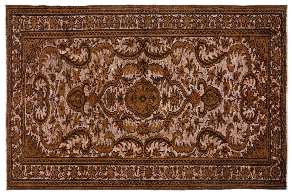 Brown Over Dyed Carved Rug 5'7'' x 8'4'' ft 170 x 254 cm