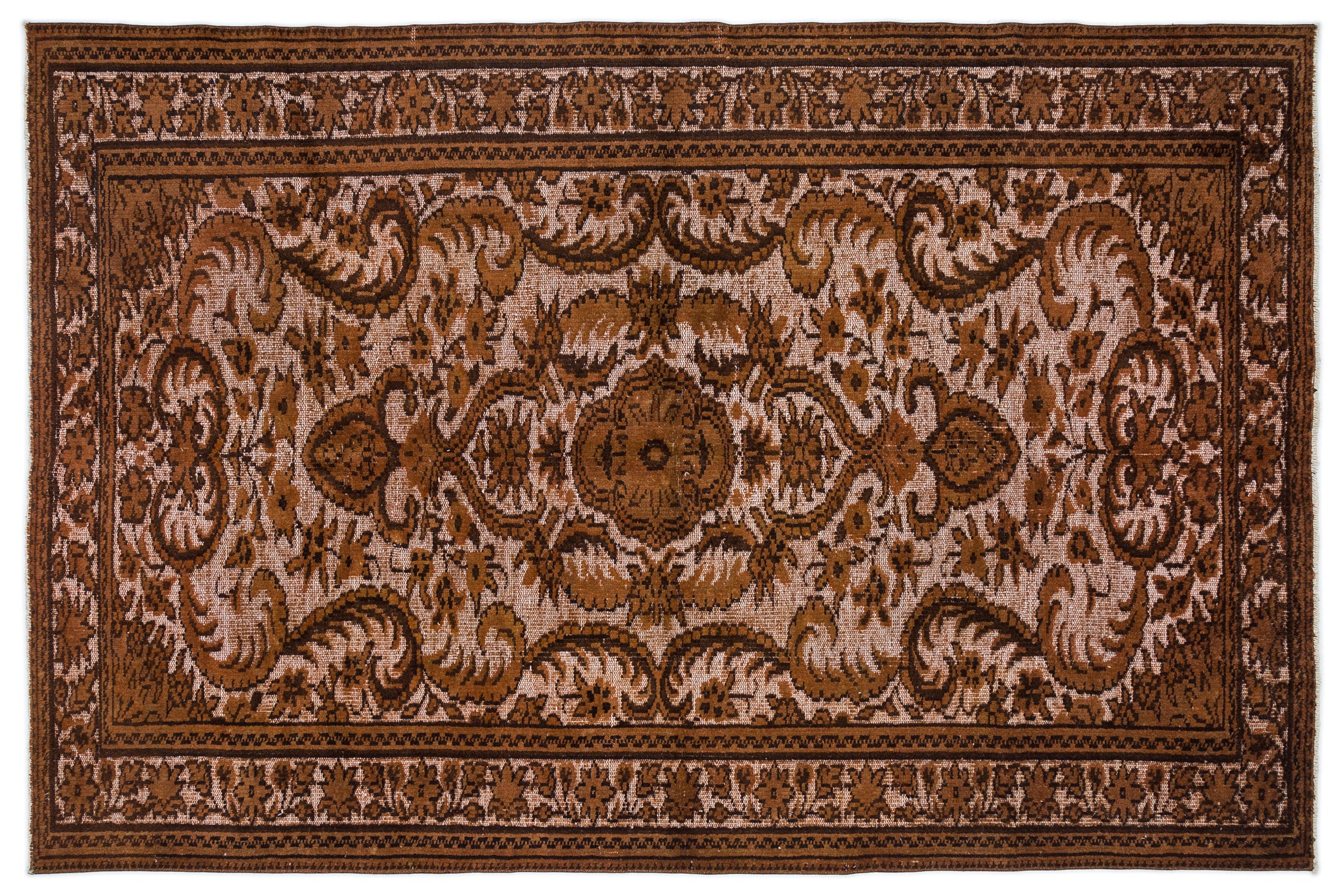 Brown Over Dyed Carved Rug 5'7'' x 8'4'' ft 170 x 254 cm