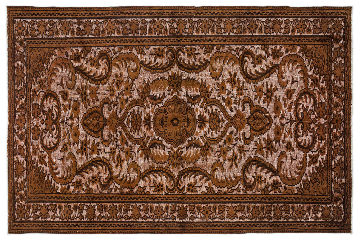 Brown Over Dyed Carved Rug 5&#39;7&#39;&#39; x 8&#39;4&#39;&#39; ft 170 x 254 cm