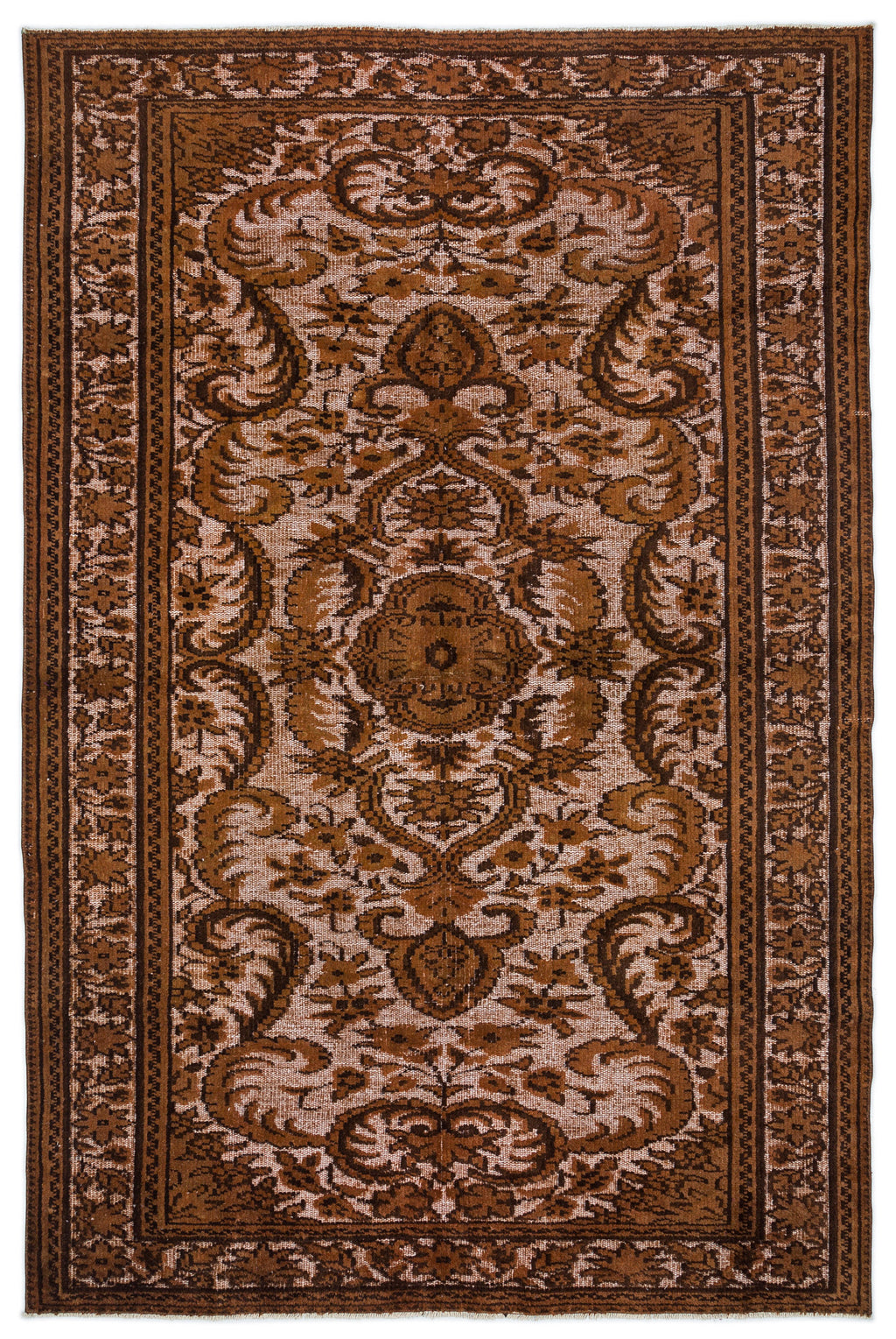 Brown Over Dyed Carved Rug 5'7'' x 8'4'' ft 170 x 254 cm