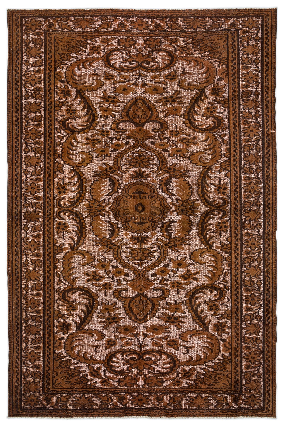 Brown Over Dyed Carved Rug 5&#39;7&#39;&#39; x 8&#39;4&#39;&#39; ft 170 x 254 cm