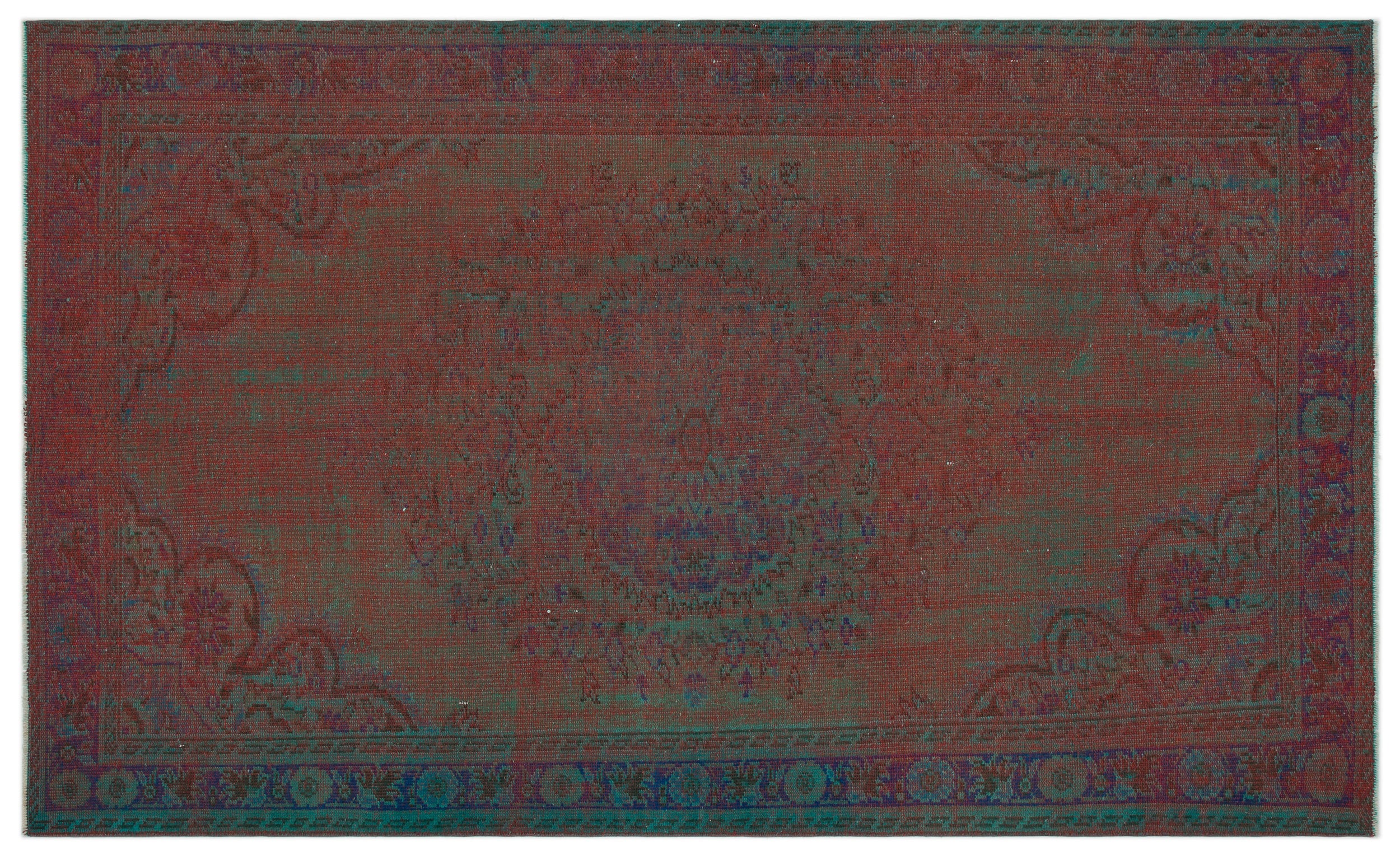 Brown Over Dyed Vintage Rug 5'7'' x 8'11'' ft 170 x 273 cm