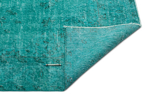 Turquoise  Over Dyed Vintage Rug 5'6'' x 8'10'' ft 167 x 270 cm