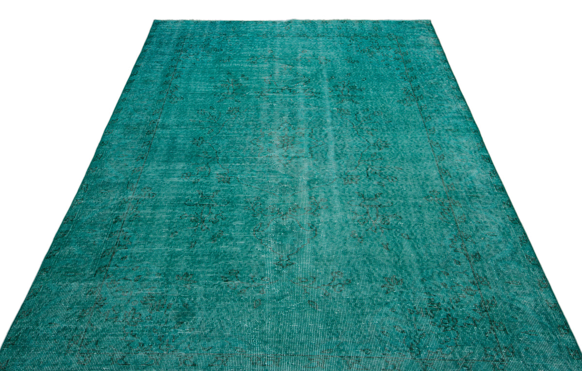 Turquoise  Over Dyed Vintage Rug 5&#39;6&#39;&#39; x 8&#39;10&#39;&#39; ft 167 x 270 cm