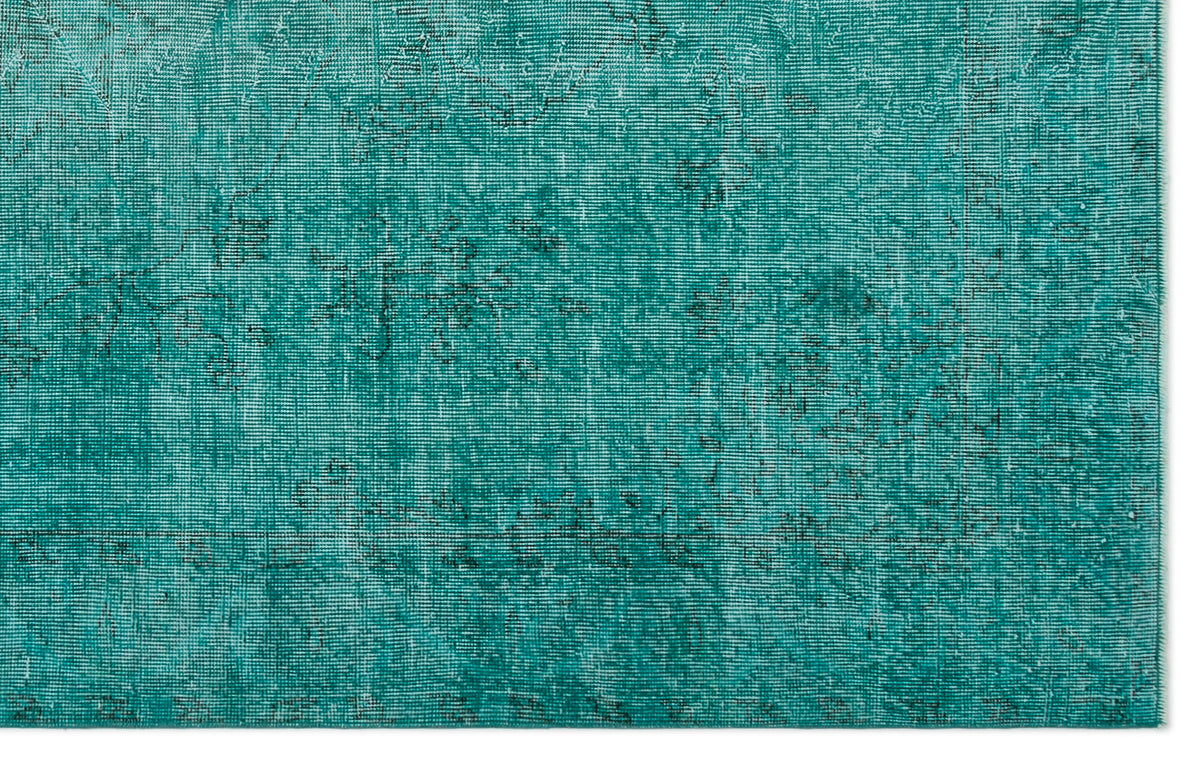 Turquoise  Over Dyed Vintage Rug 5&#39;6&#39;&#39; x 8&#39;10&#39;&#39; ft 167 x 270 cm