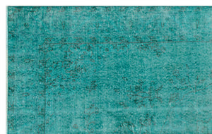Turquoise  Over Dyed Vintage Rug 5'6'' x 8'10'' ft 167 x 270 cm