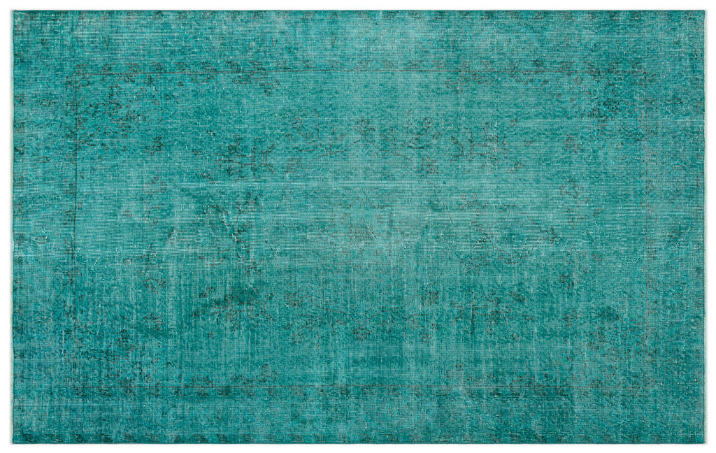 Turquoise  Over Dyed Vintage Rug 5'6'' x 8'10'' ft 167 x 270 cm