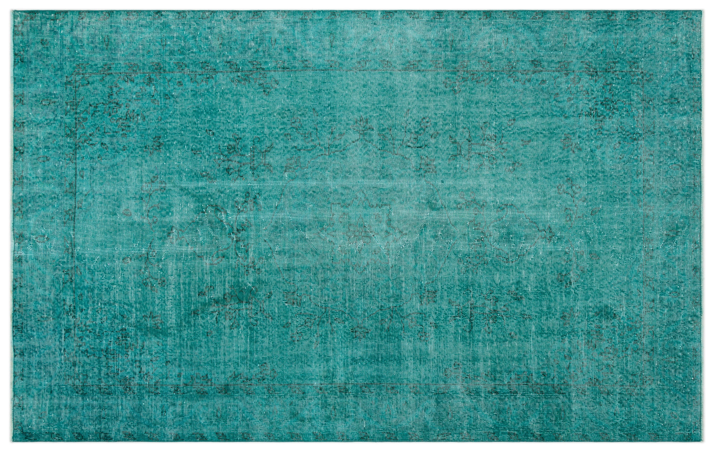 Turquoise  Over Dyed Vintage Rug 5'6'' x 8'10'' ft 167 x 270 cm