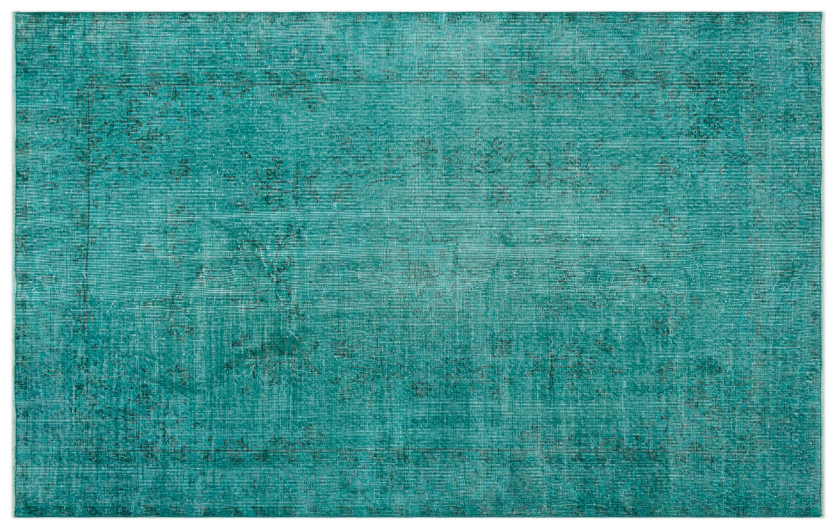 Turquoise  Over Dyed Vintage Rug 5&#39;6&#39;&#39; x 8&#39;10&#39;&#39; ft 167 x 270 cm