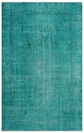 Turquoise  Over Dyed Vintage Rug 5'6'' x 8'10'' ft 167 x 270 cm