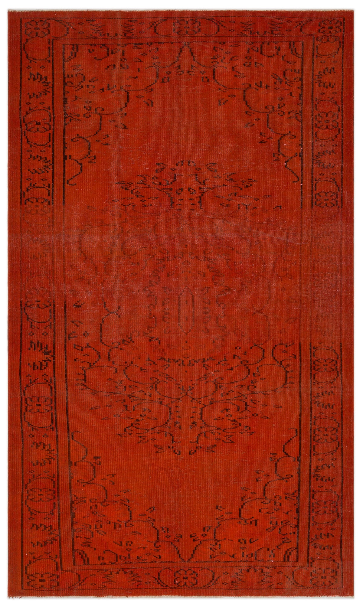 Orange Over Dyed Vintage Rug 5&#39;2&#39;&#39; x 8&#39;7&#39;&#39; ft 158 x 261 cm