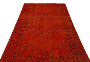 Orange Over Dyed Vintage Rug 5'2'' x 8'7'' ft 158 x 261 cm