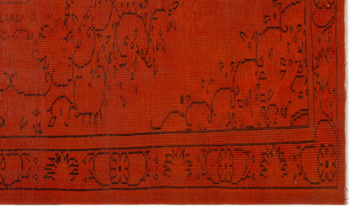 Orange Over Dyed Vintage Rug 5&#39;2&#39;&#39; x 8&#39;7&#39;&#39; ft 158 x 261 cm