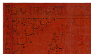 Orange Over Dyed Vintage Rug 5'2'' x 8'7'' ft 158 x 261 cm