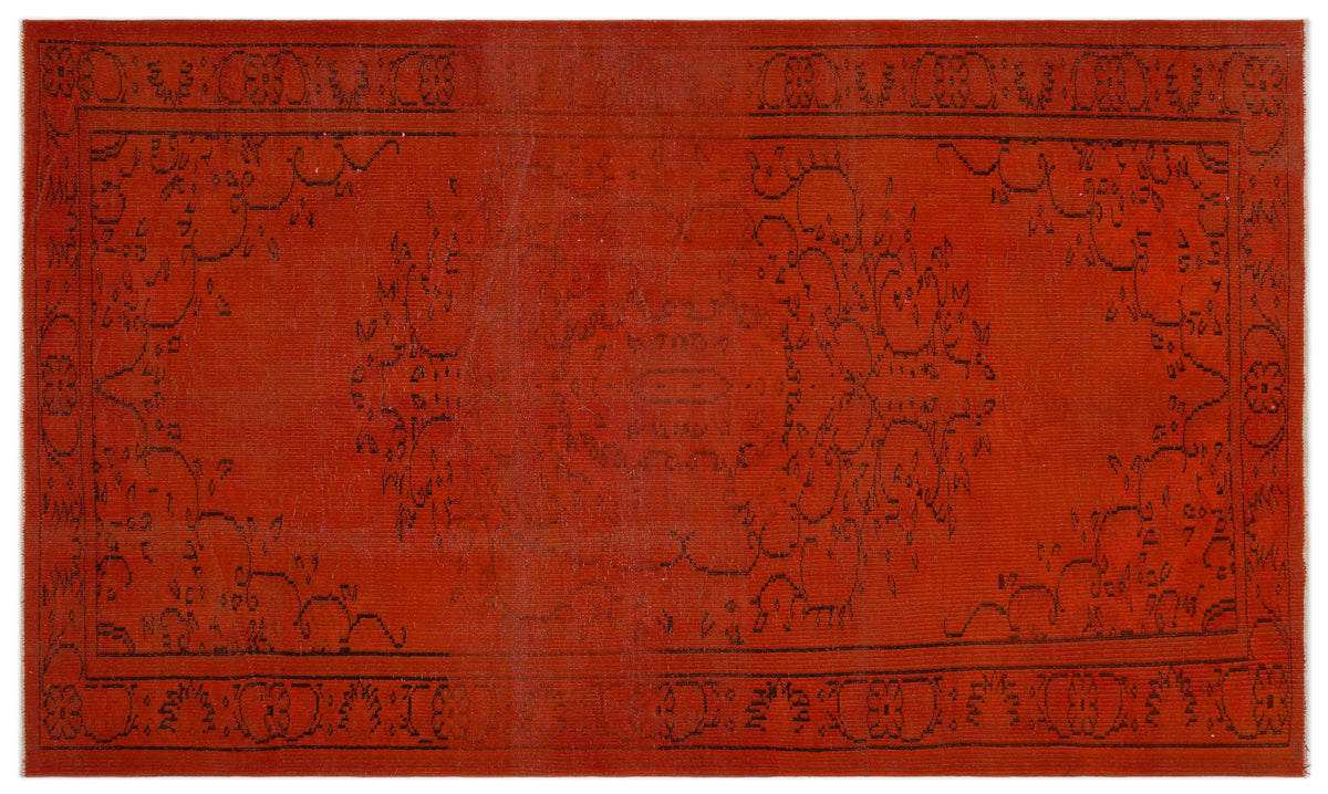 Orange Over Dyed Vintage Rug 5&#39;2&#39;&#39; x 8&#39;7&#39;&#39; ft 158 x 261 cm