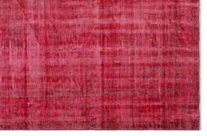 Red Over Dyed Vintage Rug 6'0'' x 9'2'' ft 183 x 280 cm