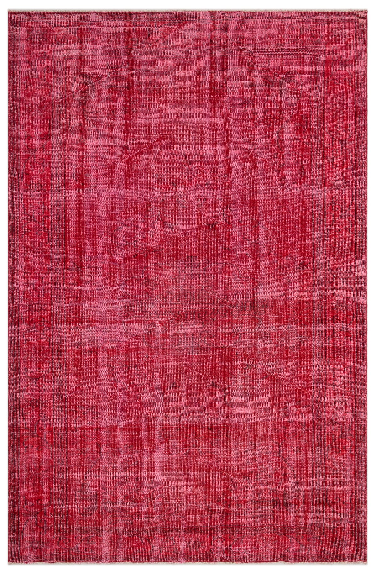 Red Over Dyed Vintage Rug 6&#39;0&#39;&#39; x 9&#39;2&#39;&#39; ft 183 x 280 cm