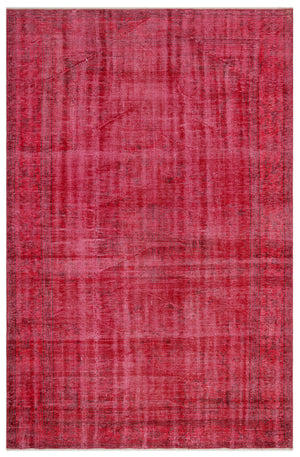 Red Over Dyed Vintage Rug 6'0'' x 9'2'' ft 183 x 280 cm