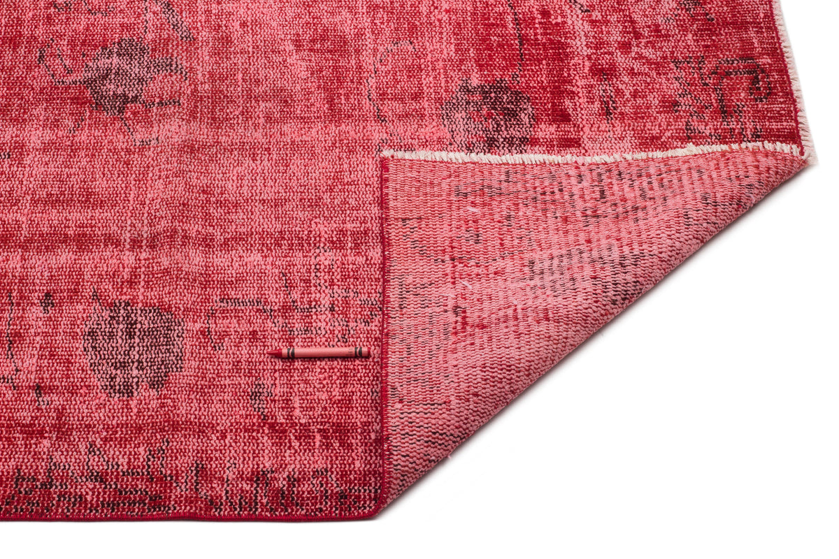 Red Over Dyed Vintage Rug 5&#39;2&#39;&#39; x 8&#39;6&#39;&#39; ft 158 x 259 cm