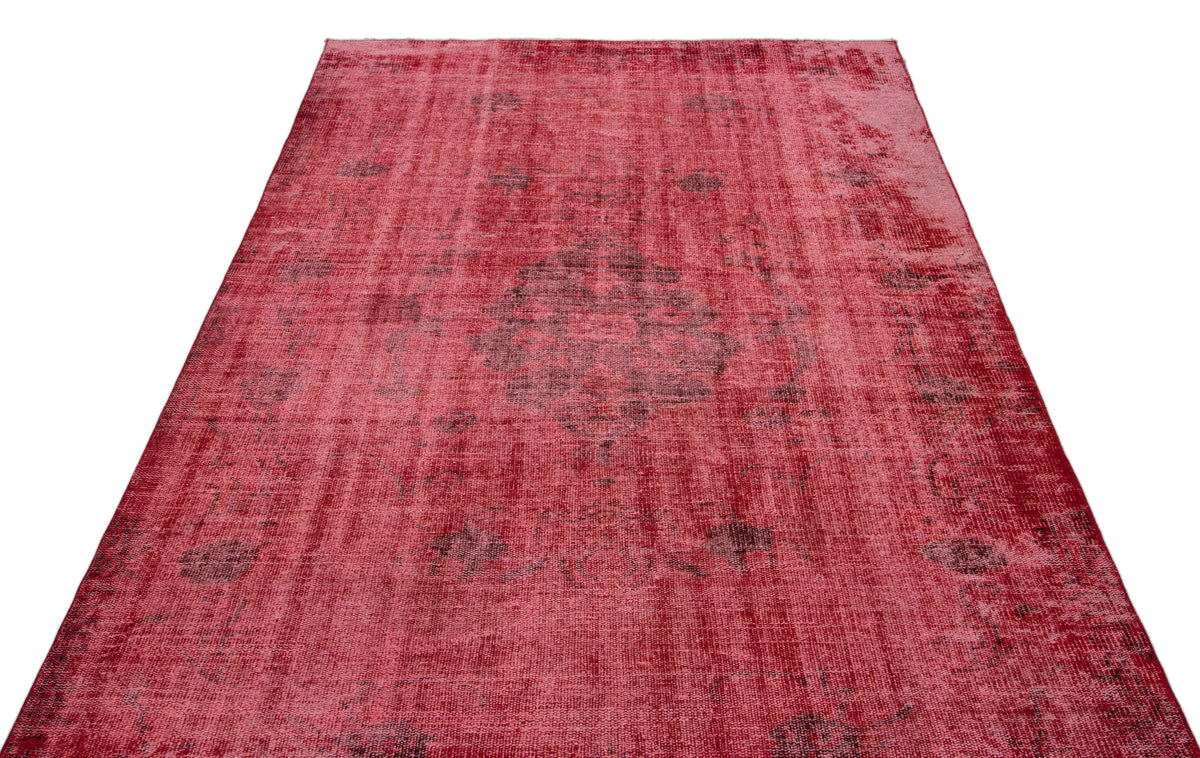 Red Over Dyed Vintage Rug 5&#39;2&#39;&#39; x 8&#39;6&#39;&#39; ft 158 x 259 cm