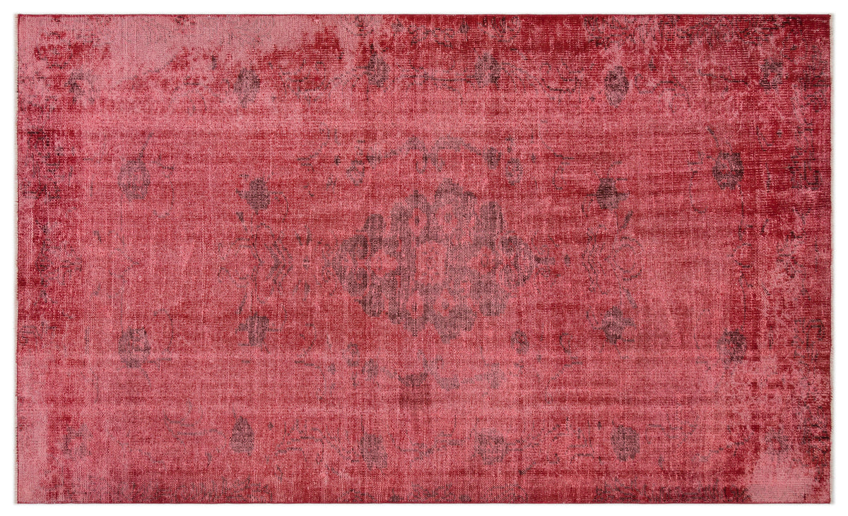 Red Over Dyed Vintage Rug 5&#39;2&#39;&#39; x 8&#39;6&#39;&#39; ft 158 x 259 cm