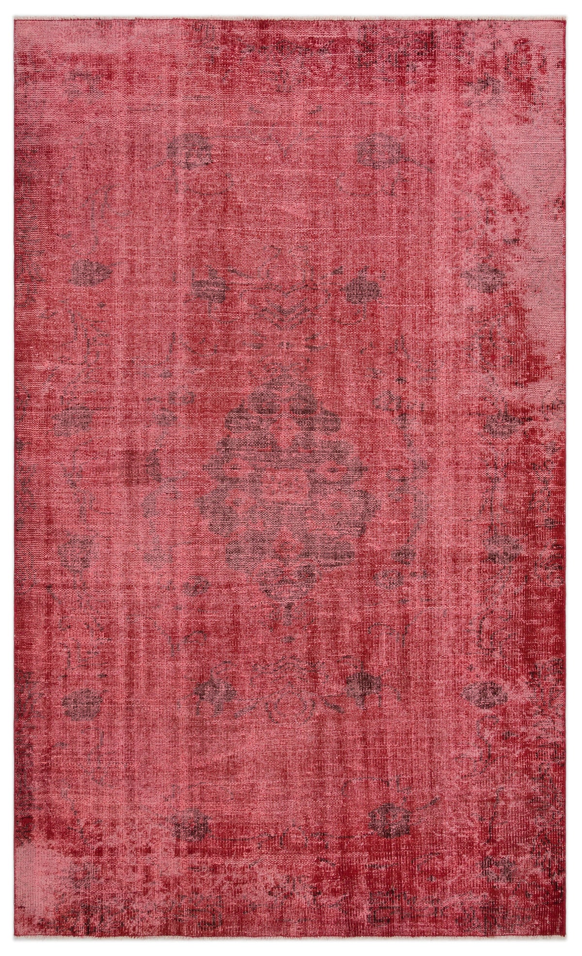Red Over Dyed Vintage Rug 5&#39;2&#39;&#39; x 8&#39;6&#39;&#39; ft 158 x 259 cm
