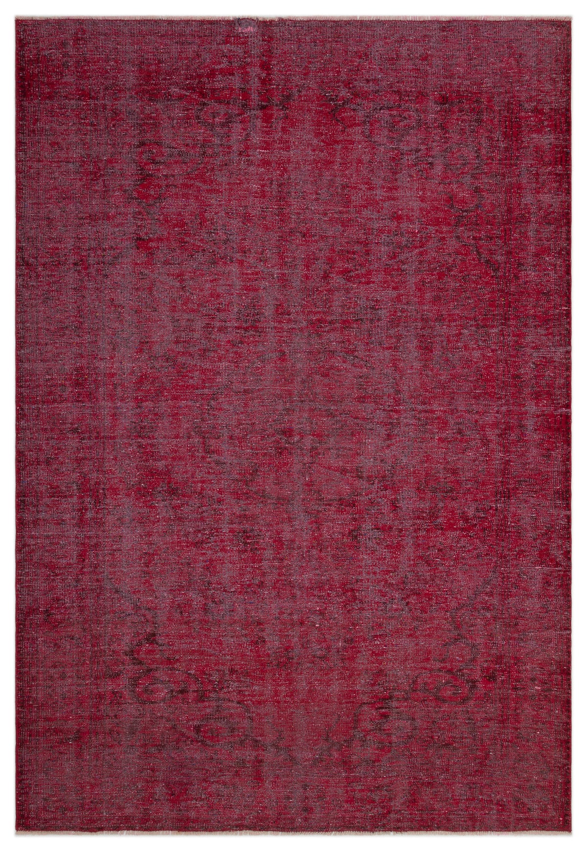 Red Over Dyed Vintage Rug 6&#39;0&#39;&#39; x 8&#39;10&#39;&#39; ft 183 x 268 cm