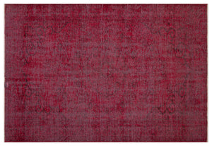 Red Over Dyed Vintage Rug 6'0'' x 8'10'' ft 183 x 268 cm