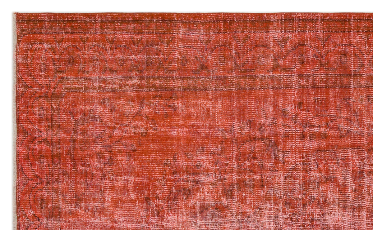 Orange Over Dyed Vintage Rug 5&#39;9&#39;&#39; x 9&#39;5&#39;&#39; ft 175 x 286 cm
