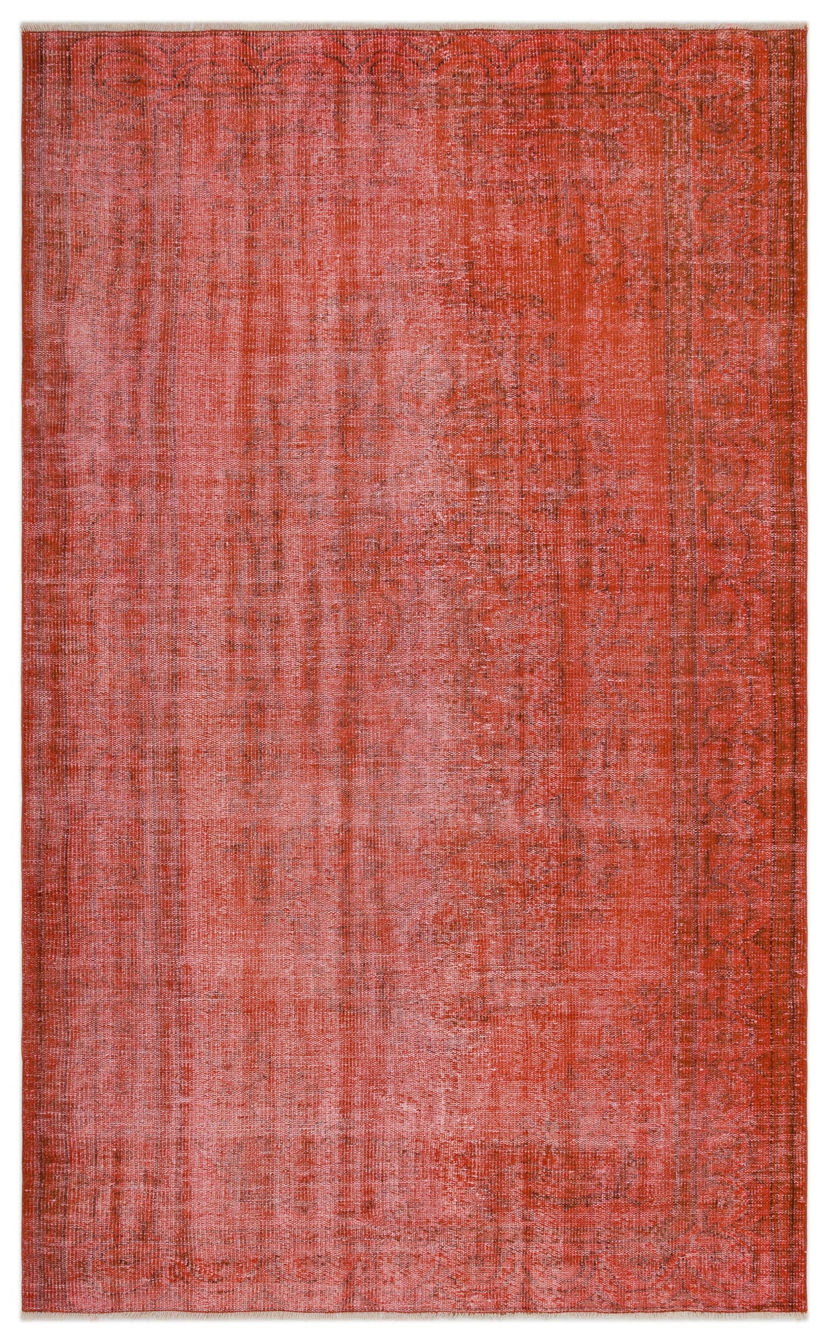 Orange Over Dyed Vintage Rug 5&#39;9&#39;&#39; x 9&#39;5&#39;&#39; ft 175 x 286 cm