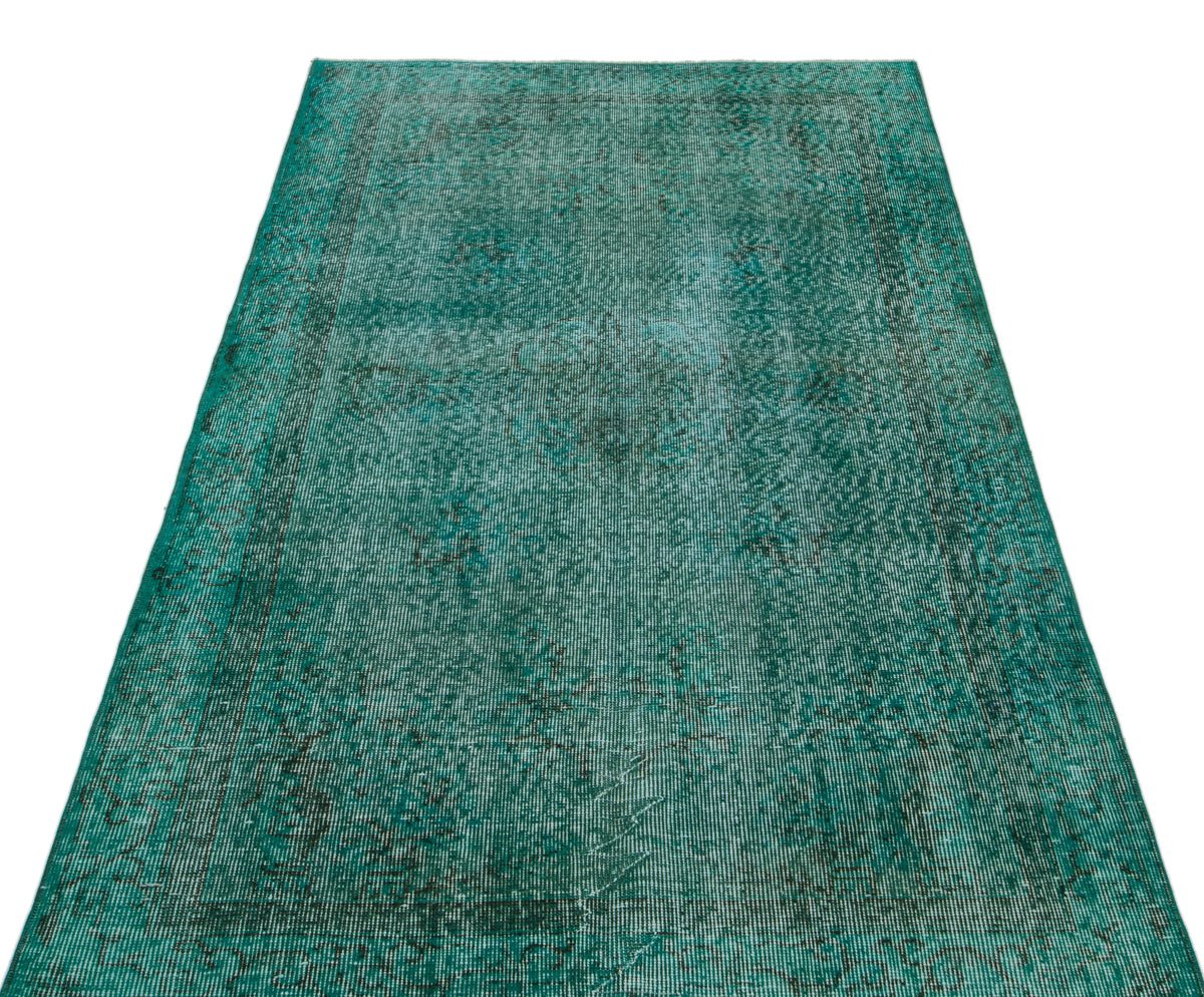 Turquoise  Over Dyed Vintage Rug 3&#39;9&#39;&#39; x 6&#39;9&#39;&#39; ft 115 x 205 cm