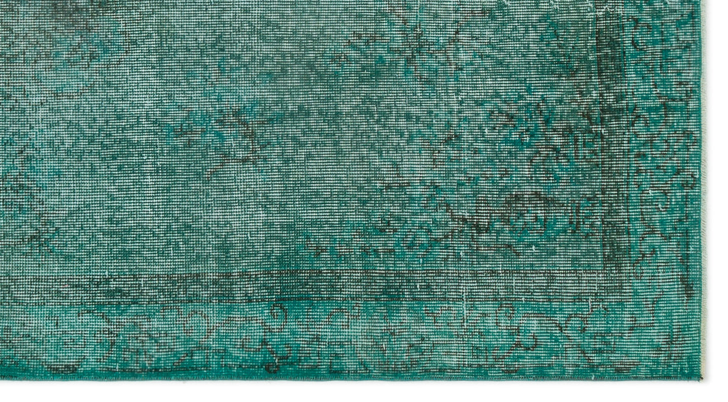 Turquoise  Over Dyed Vintage Rug 3'9'' x 6'9'' ft 115 x 205 cm
