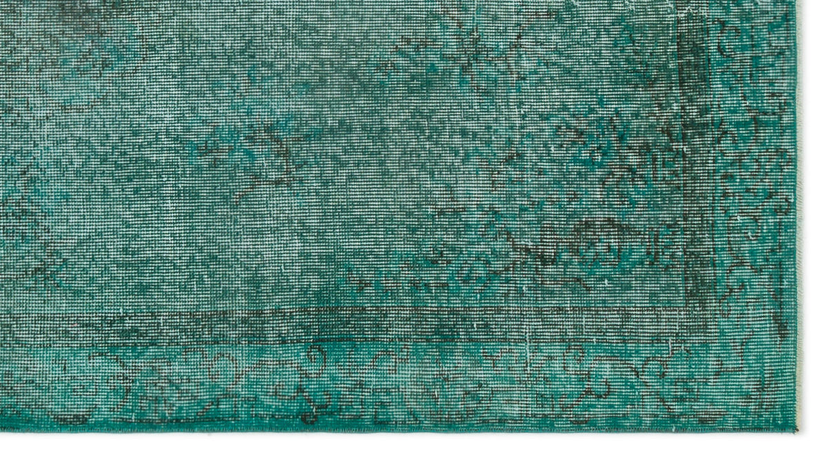 Turquoise  Over Dyed Vintage Rug 3&#39;9&#39;&#39; x 6&#39;9&#39;&#39; ft 115 x 205 cm