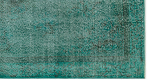 Turquoise  Over Dyed Vintage Rug 3'9'' x 6'9'' ft 115 x 205 cm