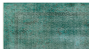 Turquoise  Over Dyed Vintage Rug 3'9'' x 6'9'' ft 115 x 205 cm